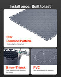 Garage Floor Tiles Interlocking 16 Pack 513mm Diamond Plate Grey PVC