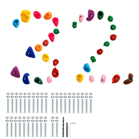 32 Rock Climbing Holds Multi-Size Multi-Colour Indoor Outdoor Wall Grips