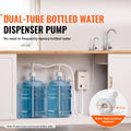 Bottled Water Dispenser Pump System, 2x5 Gallon Dispensing System, Automatic Electric Water Dispenser, Double-Pipe Water Jug Pump, Compatible Use with Coffee/Tea Machine, Refrigerator, Ice Maker