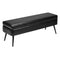 PU Leather Storage Ottoman Bench Black Metal Legs Entryway