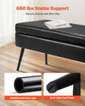 PU Leather Storage Ottoman Bench Black Metal Legs Entryway