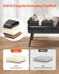 PU Leather Storage Ottoman Bench Black Metal Legs Entryway