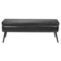PU Leather Storage Ottoman Bench Black Metal Legs Entryway