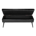 PU Leather Storage Ottoman Bench Black Metal Legs Entryway