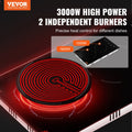 Devanti 2 Burner Electric Cooktop 3000W Ceramic Glass Touch Control