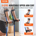 Forearm Crutches Adults 11-Level Height Adjustable Aluminum 350LBS Pair