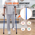 Forearm Crutches Adults 11-Level Height Adjustable Aluminum 350LBS Pair