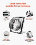 145mm Louvered Square Wall Vent Cover Stainless Steel Silver