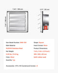 145mm Louvered Square Wall Vent Cover Stainless Steel Silver