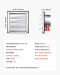 97mm Square Wall Vent Cover Louvered Stainless Steel Silver