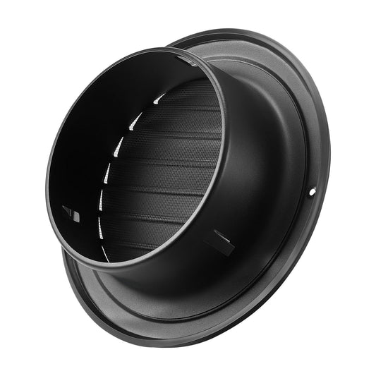 Wall Vent Cover 145mm Round Louvered Stainless Steel 2 Pack Black