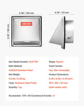 97mm Square Wall Vent Cover Stainless Steel with Screen 1 Pack