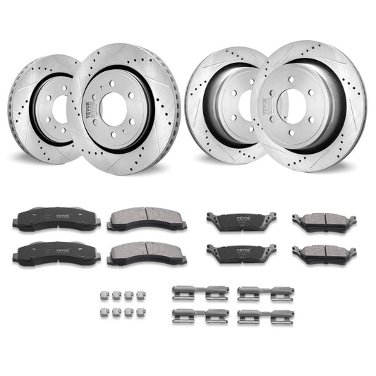 Front Rear Brake Kit Ford F-150 2012-2020 Drilled Slotted Rotors