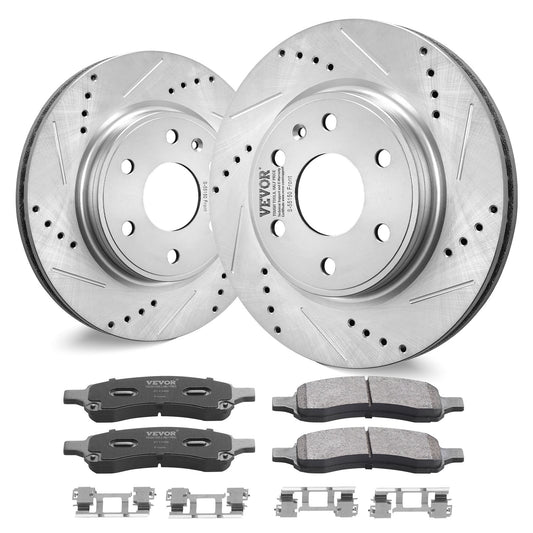 Drilled Slotted Brake Rotors Pads Kit Chevy Traverse GMC Acadia