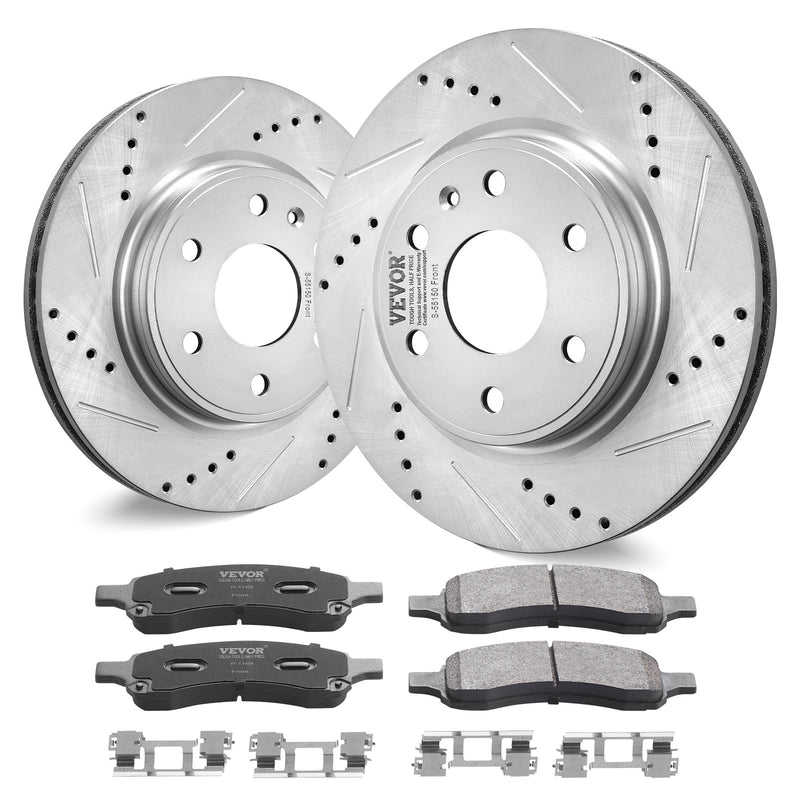 Drilled Slotted Brake Rotors Pads Kit Chevy Traverse GMC Acadia