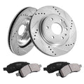 Drilled Slotted Brake Rotors Pads Kit Chevy Traverse GMC Acadia