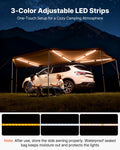 270° Car Awning 12.4m² LED UV50+ Waterproof SUV Truck Camping