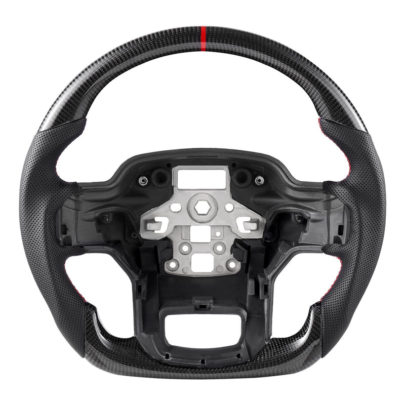 Ford F150 2021-2024 Carbon Fiber D-Shaped Steering Wheel Black
