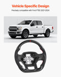 Ford F150 2021-2024 Carbon Fiber D-Shaped Steering Wheel Black