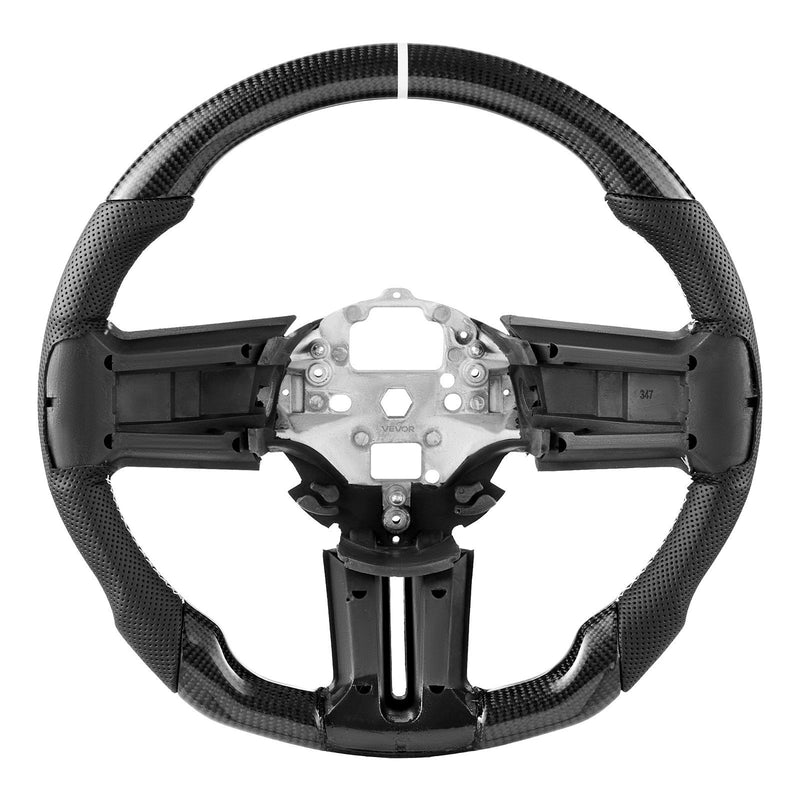 Ford Mustang 2010-2014 Carbon Fiber Steering Wheel D-Shape Black