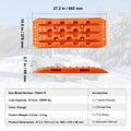 2PC Traction Boards Mud Snow Sand PP Orange with Storage Bag