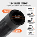 8AN Fuel Line Kit 6.1m Stainless Steel Braided Hose 12pc Fitting