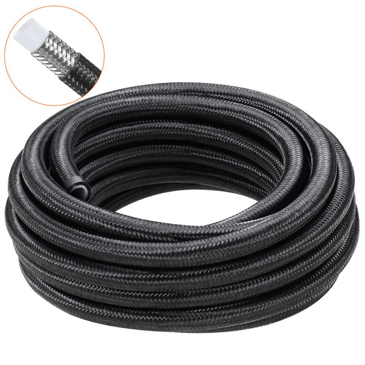 6AN Fuel Line Kit 7.62m Nylon Braided PTFE Hose E85 Oil Gas Diesel