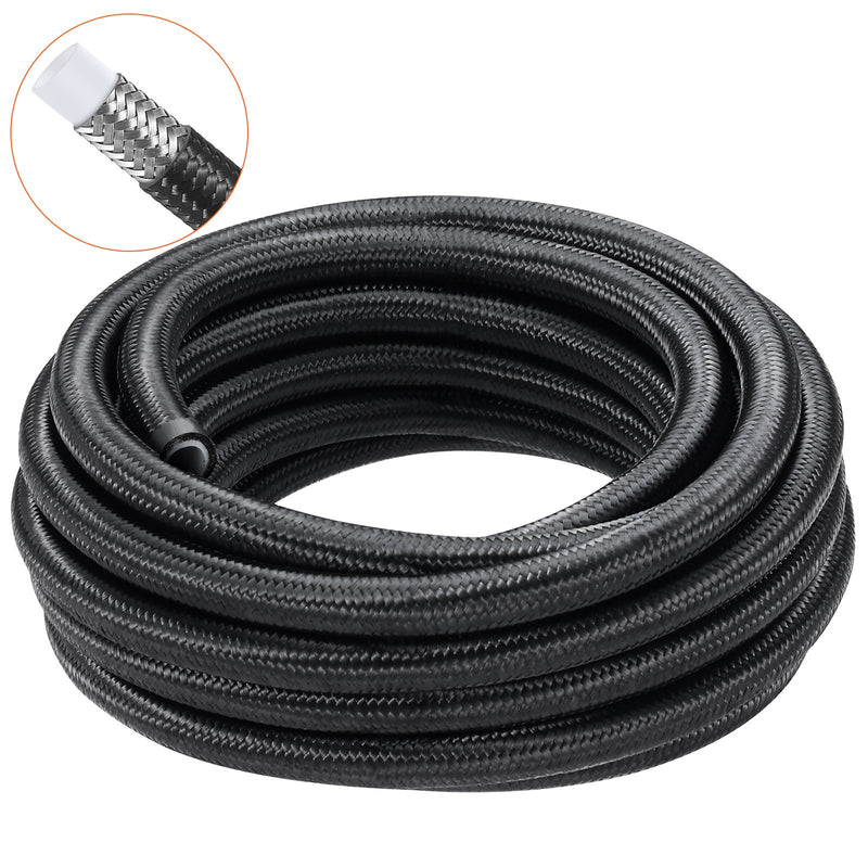 6AN Fuel Line Kit 7.62m Nylon Braided PTFE Hose E85 Oil Gas Diesel
