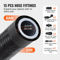 6AN Fuel Line Kit 7.62m Nylon Braided PTFE Hose E85 Oil Gas Diesel