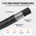 10AN Fuel Line Kit, 3.05 m Fuel Hose Kit, 1.4 cm Nylon Stainless Steel Braided Fuel Line Oil/Gas/Diesel Hose End Fitting Kit, with 7 PCS Swivel Fitting Adapter Kit, Black