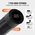 10AN Fuel Line Kit, 3.05 m Fuel Hose Kit, 1.4 cm Nylon Stainless Steel Braided Fuel Line Oil/Gas/Diesel Hose End Fitting Kit, with 7 PCS Swivel Fitting Adapter Kit, Black