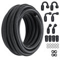6AN Fuel Line Kit 6.1m Stainless Steel Braided Hose 12pc Fitting