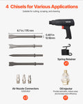 Air Hammer Pneumatic 2500-2700BPM 70mm Stroke 4 Chisels