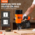 VEVOR CN83N Coil Siding Nailer 50-83mm 15° Pneumatic Nail Gun