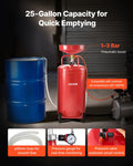 95L Air Operated Oil Drain Tank Portable Wheels Adjustable Funnel