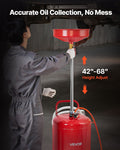 95L Air Operated Oil Drain Tank Portable Wheels Adjustable Funnel