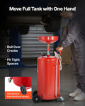 95L Air Operated Oil Drain Tank Portable Wheels Adjustable Funnel