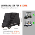 4 Passenger Golf Cart Cover, 600D Polyester Full Cover, Universal Fits for Most Brand Club Car Covers, Waterproof, Sunproof, and Dustproof Outdoor Golf Cart Cover with Three Zipper Doors, Black