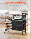 Rolling Craft Cart Storage Table 20 Vinyl Holders 3 Drawers Black