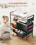 Rolling Craft Cart Storage Table 20 Vinyl Holders 3 Drawers Black