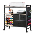Rolling Craft Cart Storage Table 20 Vinyl Holders 3 Drawers Black