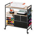 Rolling Craft Cart Storage Table 20 Vinyl Holders 3 Drawers Black