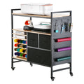 Rolling Craft Cart Storage Table 20 Vinyl Holders 3 Drawers Black