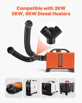 Diesel Heater 75mm Duct Connector 3-Way Y Branch 2x90° Valves