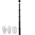 25FT Telescopic Flagpole Kit, Heavy Duty Aluminum Alloy Flag Pole Kit in Ground for Outside, 3 Display Modes Flagpole with Professional Accessories, Black
