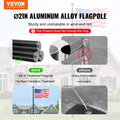 25FT Telescopic Flagpole Kit Heavy Duty Aluminum Alloy Black