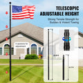 25FT Telescopic Flagpole Kit Heavy Duty Aluminum Alloy Black
