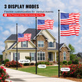 25FT Telescopic Flagpole Kit Heavy Duty Aluminum Alloy Black