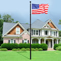 25FT Telescopic Flagpole Kit Heavy Duty Aluminum Alloy Black