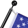 25FT Telescopic Flagpole Kit Heavy Duty Aluminum Alloy Black